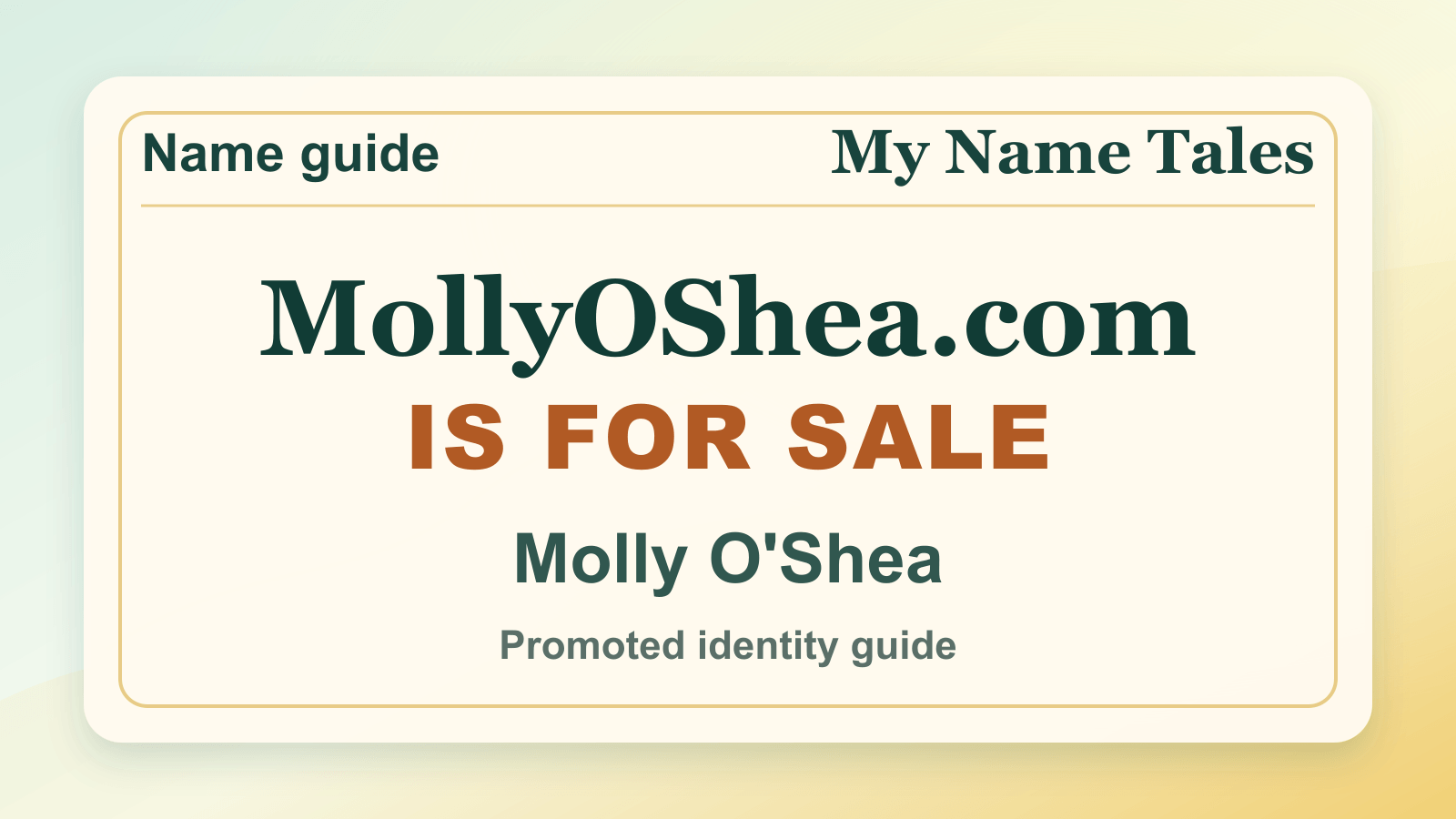 Molly O'Shea identity guide image — MollyOShea.com is for sale