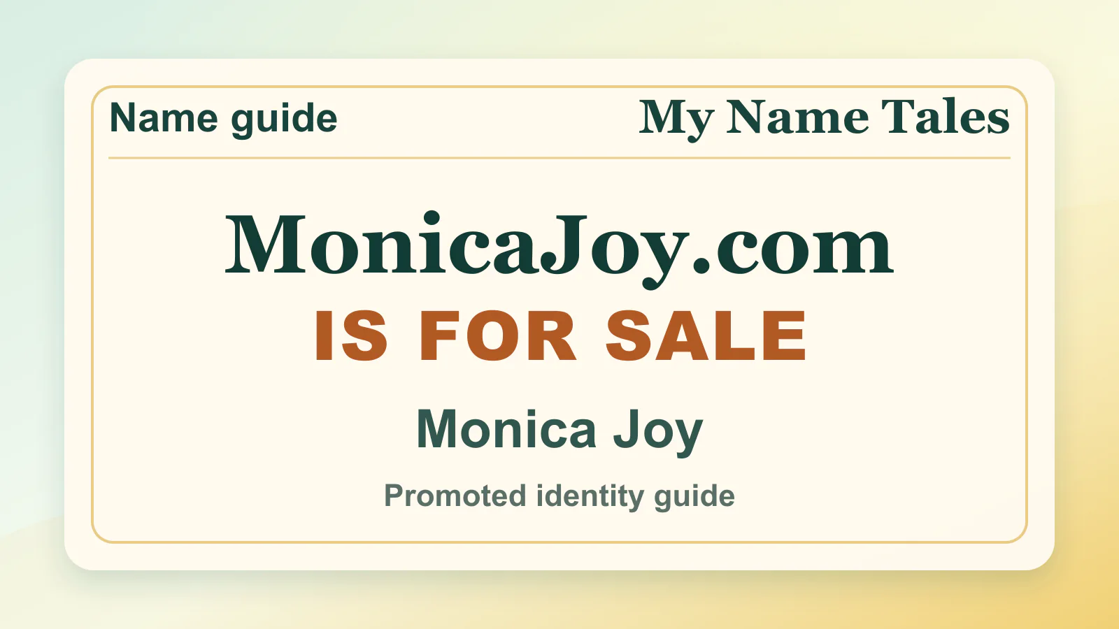 Monica Joy personal name guide thumbnail on My Name Tales