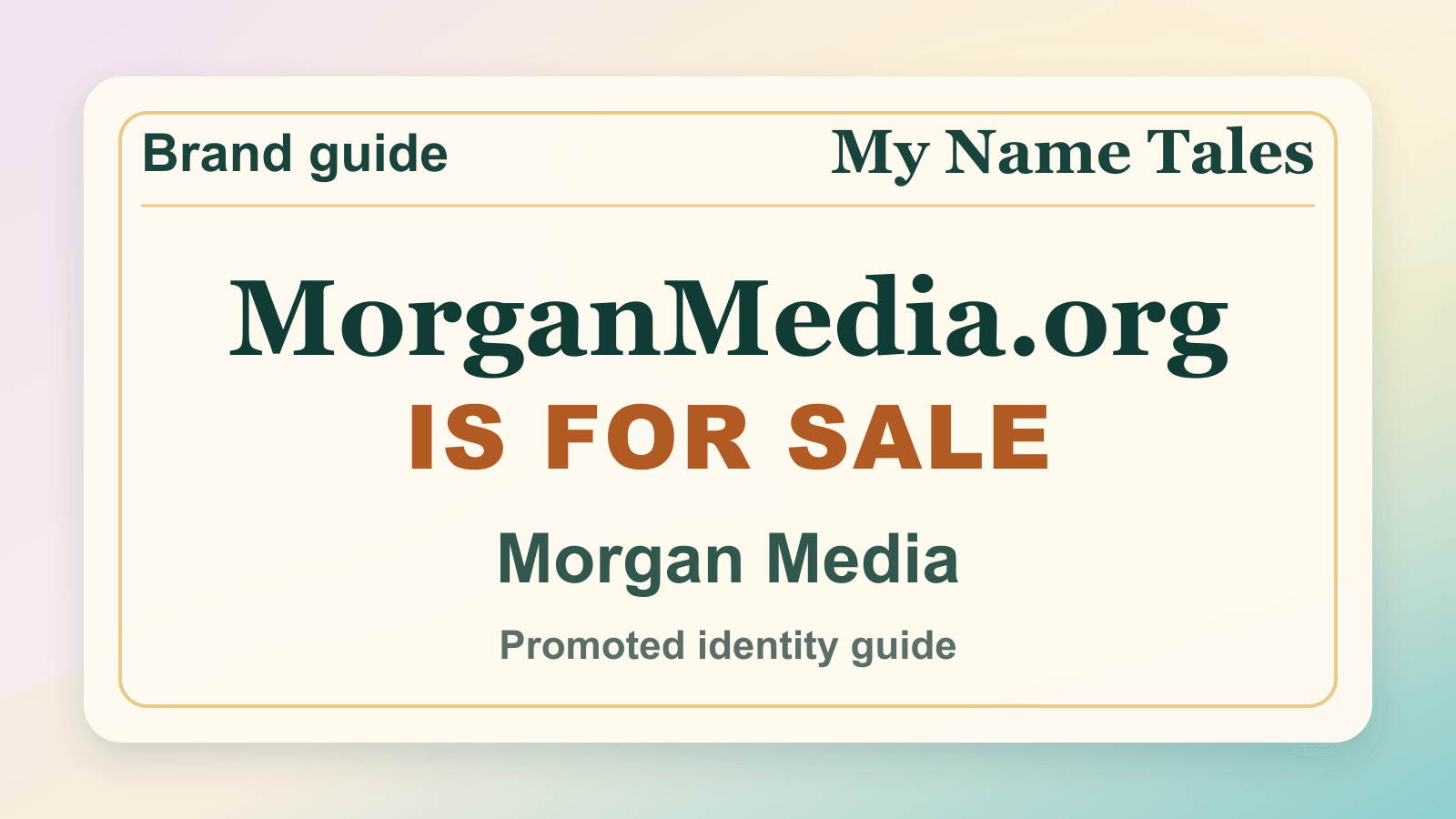 Morgan Media identity guide image — MorganMedia.org is for sale