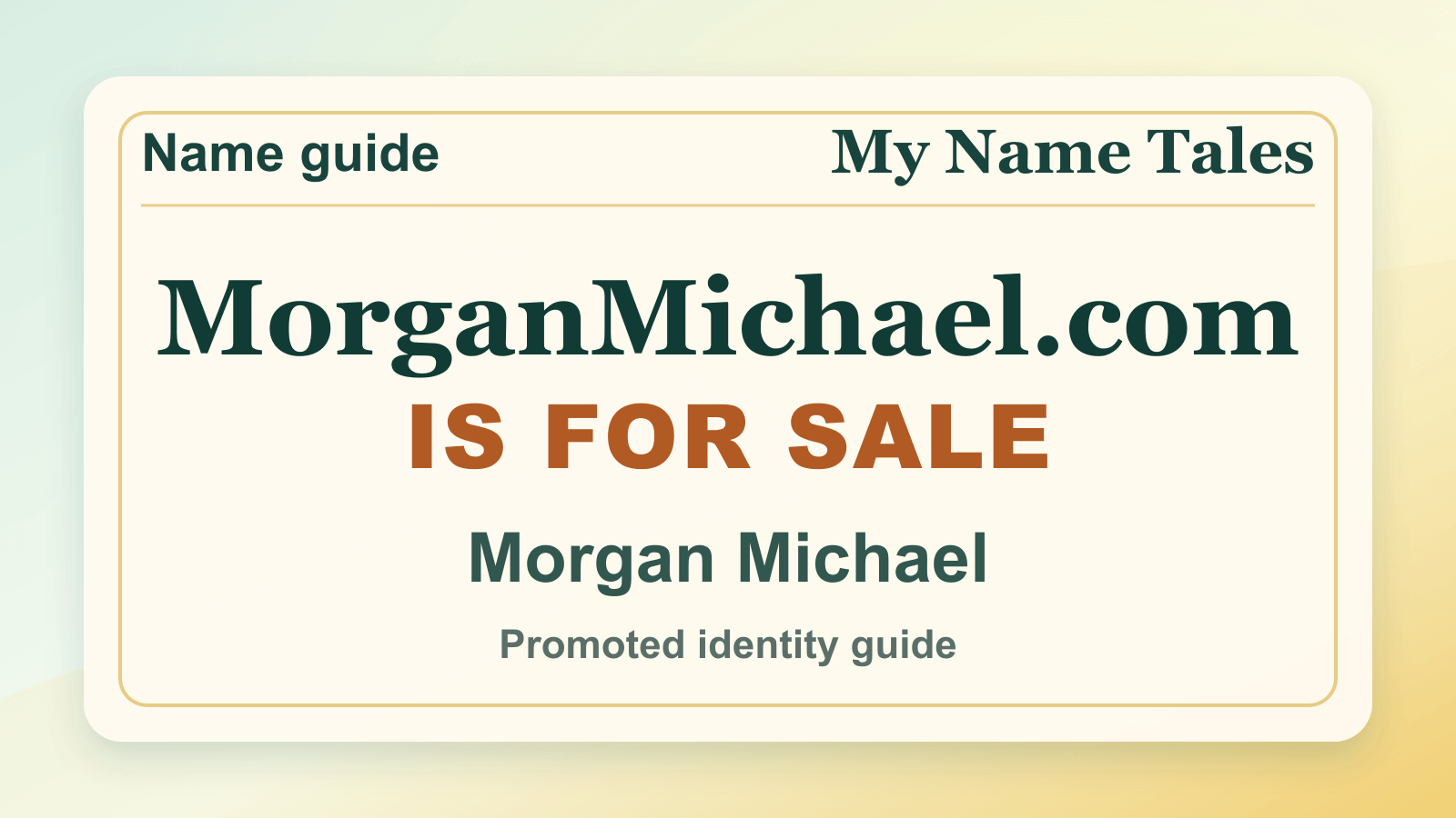 Morgan Michael identity guide image — MorganMichael.com is for sale