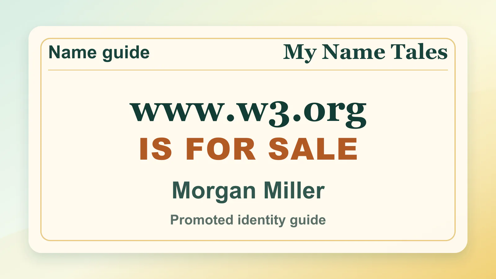 Morgan Miller personal name guide thumbnail on My Name Tales