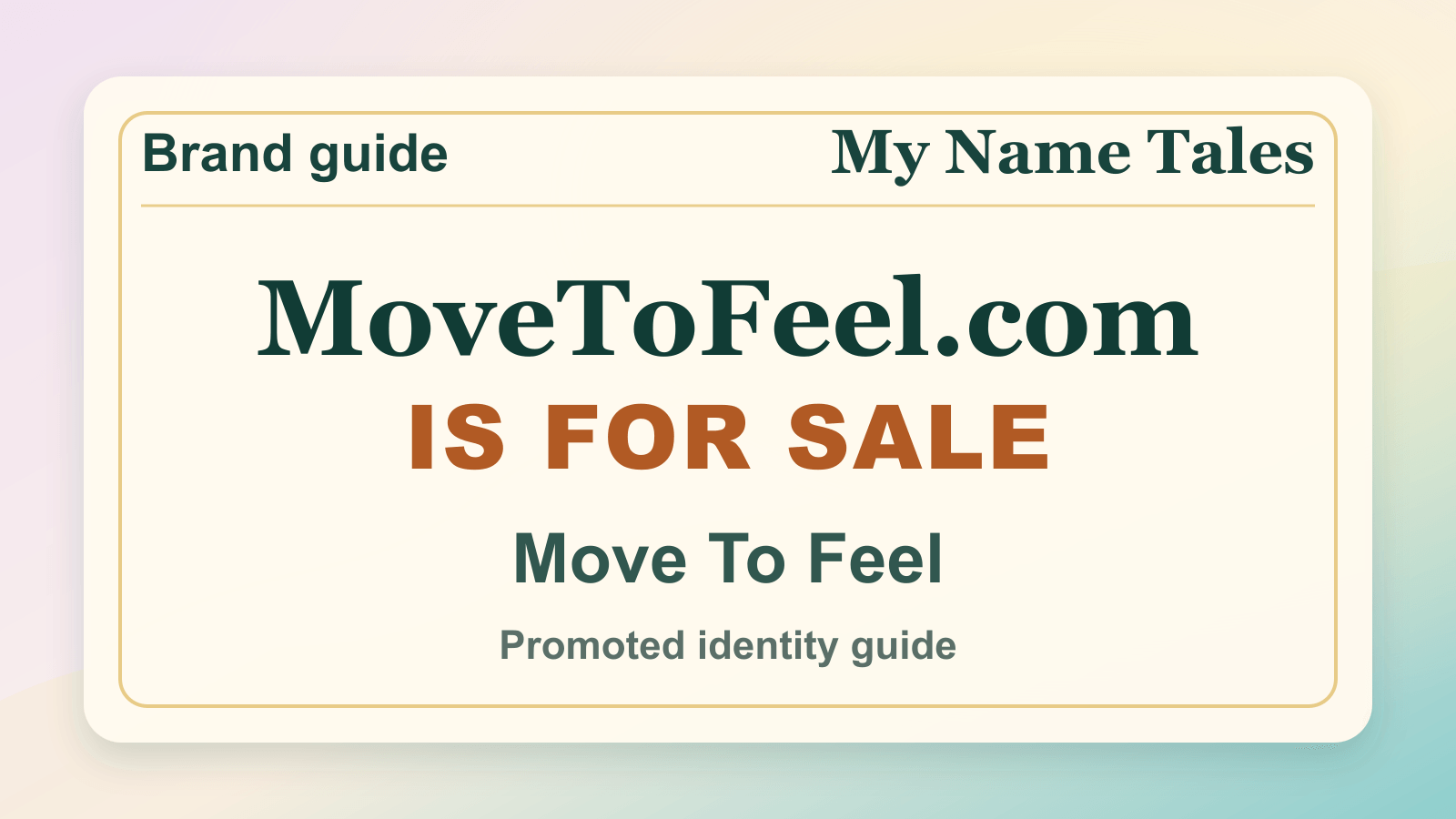 Move To Feel identity guide image — MoveToFeel.com is for sale