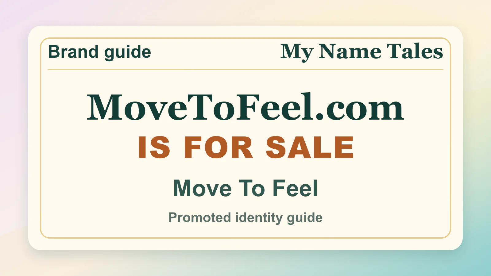 Move To Feel brandable domain guide thumbnail on My Name Tales