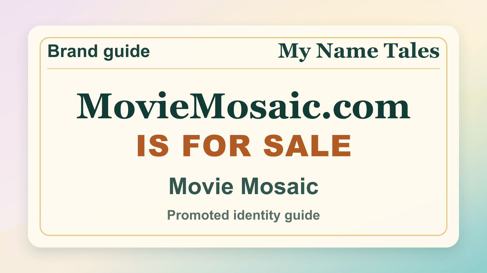 Movie Mosaic identity guide image — MovieMosaic.com is for sale