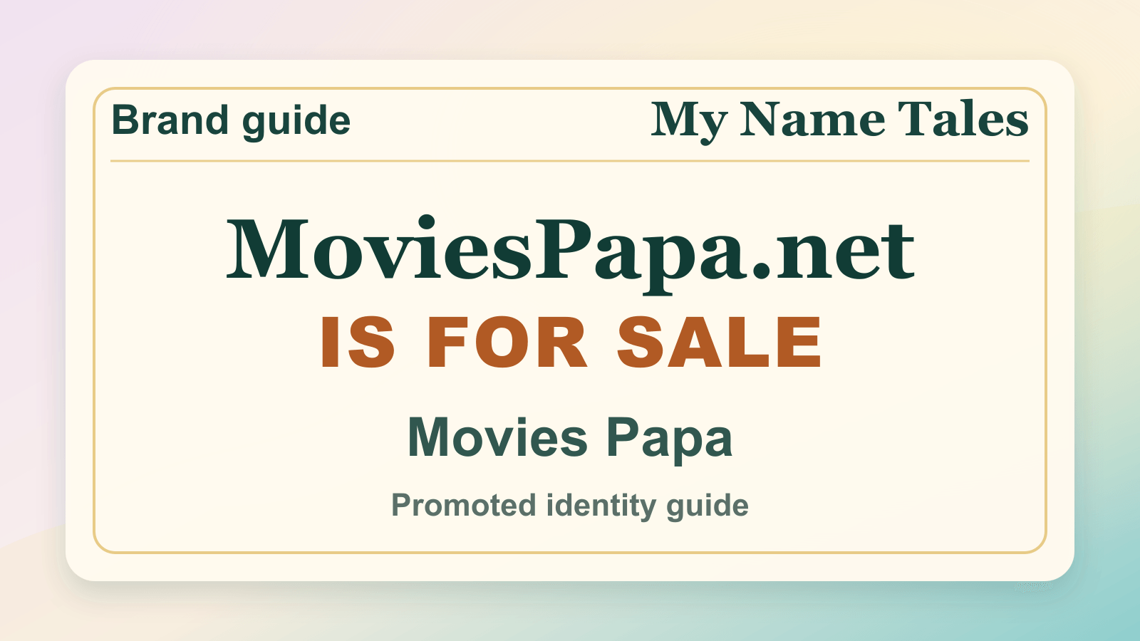 Movies Papa identity guide image — MoviesPapa.net is for sale