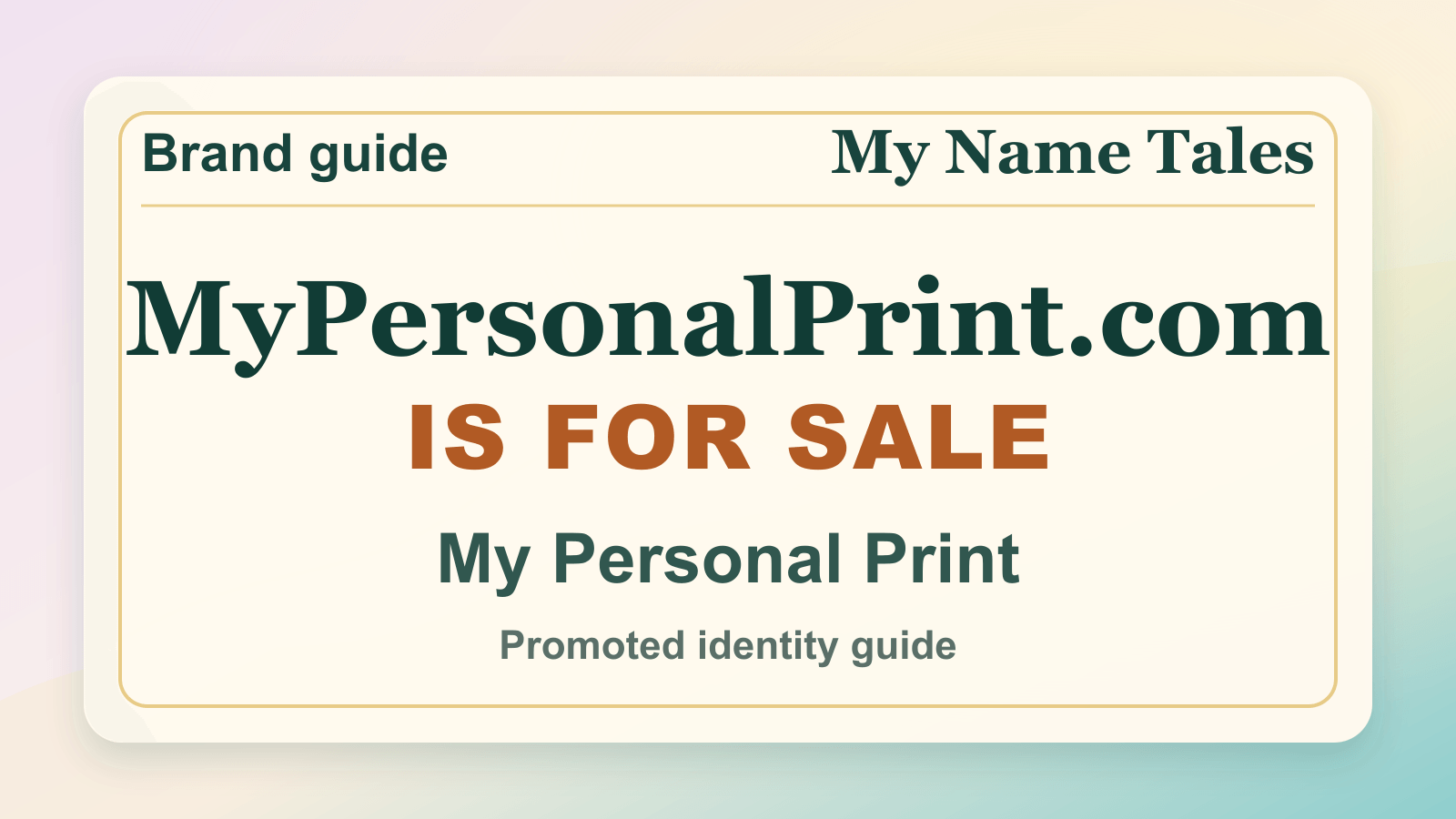 My Personal Print identity guide image — MyPersonalPrint.com is for sale