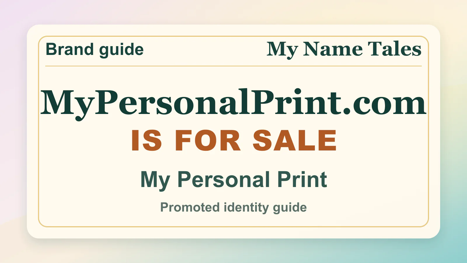 My Personal Print brandable domain guide thumbnail on My Name Tales