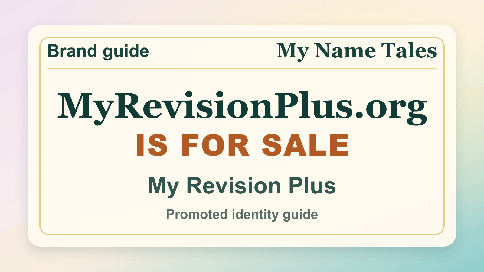 My Revision Plus identity guide image — MyRevisionPlus.org is for sale