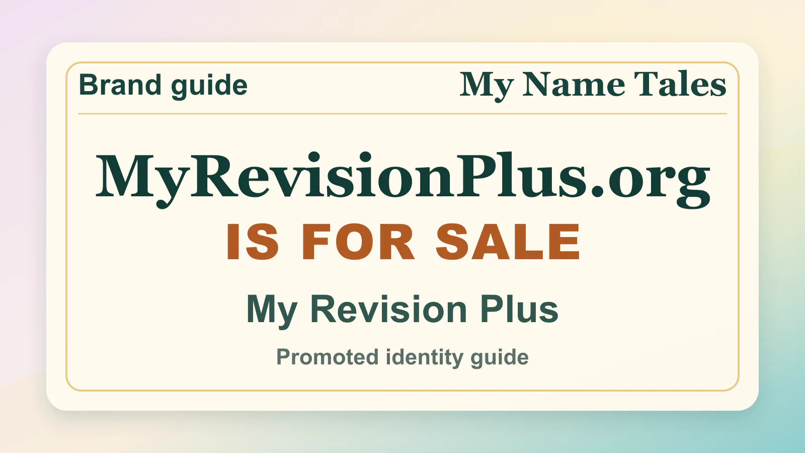 My Revision Plus brandable domain guide thumbnail on My Name Tales