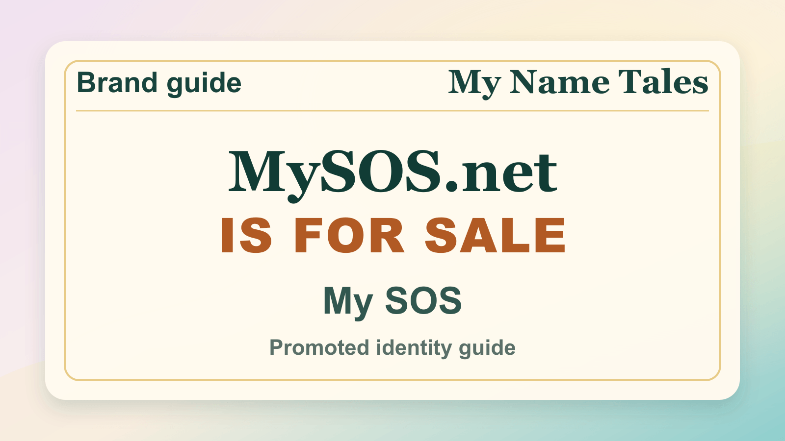 My SOS identity guide image — MySOS.net is for sale