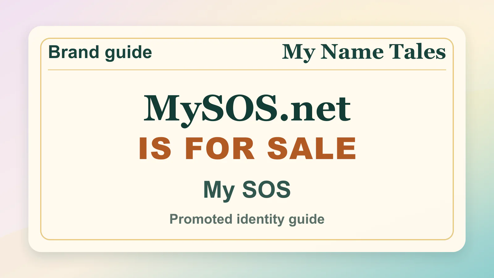 My SOS brandable domain guide thumbnail on My Name Tales