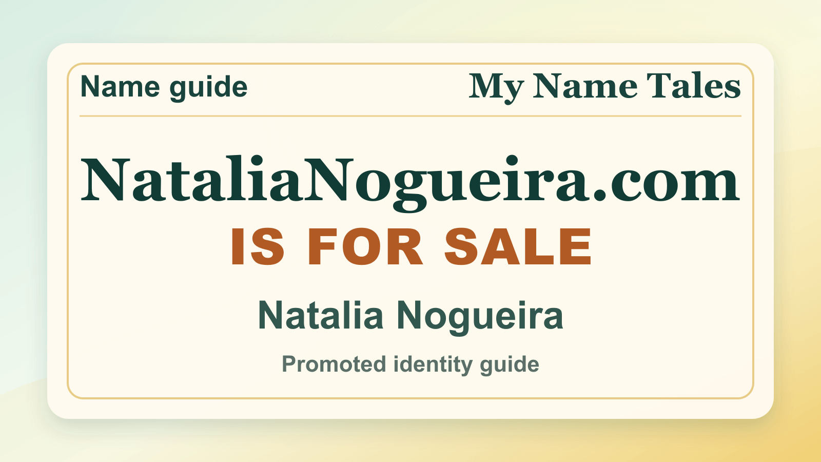 Natalia Nogueira identity guide image — NataliaNogueira.com is for sale