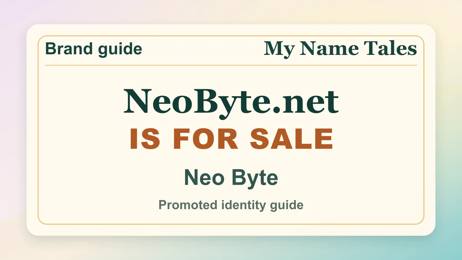 Neo Byte brandable domain guide thumbnail on My Name Tales