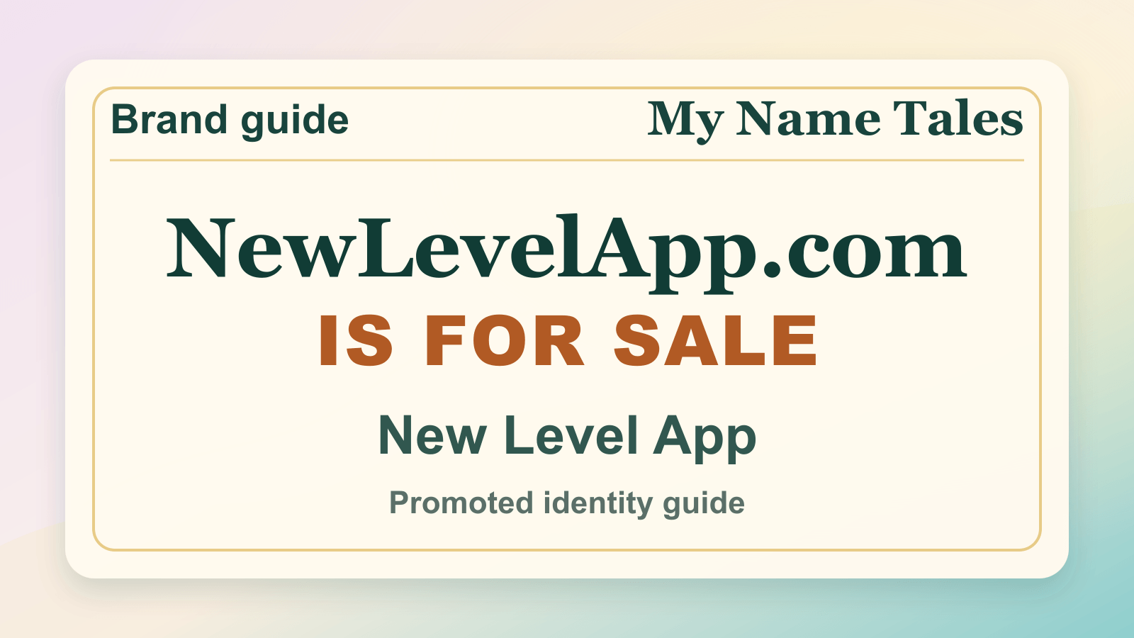 New Level App identity guide image — NewLevelApp.com is for sale
