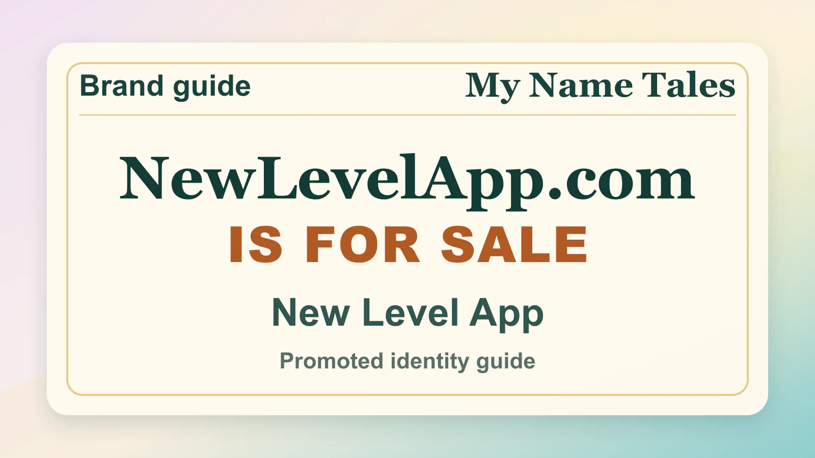New Level App brandable domain guide thumbnail on My Name Tales