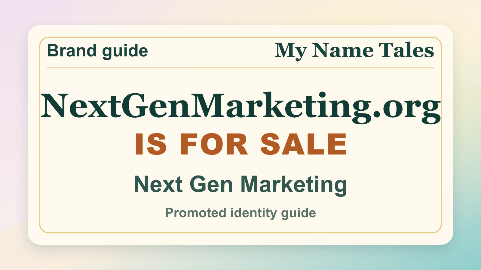 Next Gen Marketing identity guide image — NextGenMarketing.org is for sale