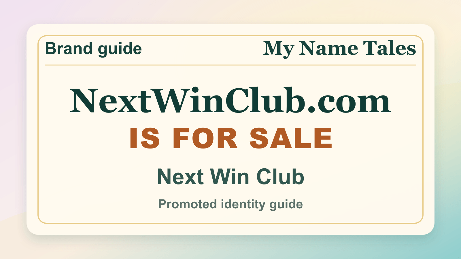 Next Win Club identity guide image — NextWinClub.com is for sale