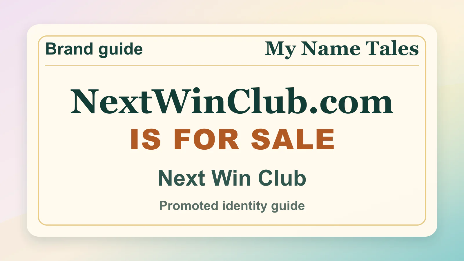 Next Win Club brandable domain guide thumbnail on My Name Tales