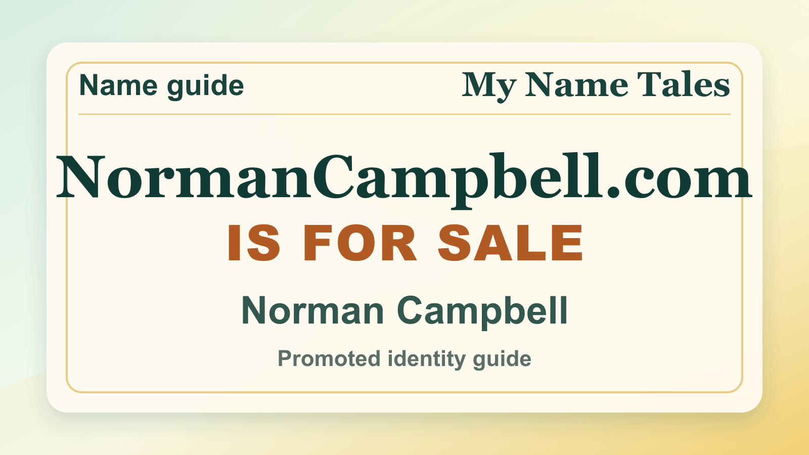 Norman Campbell identity guide image — NormanCampbell.com is for sale