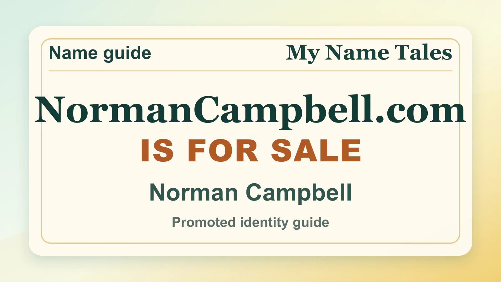 Norman Campbell personal name guide thumbnail on My Name Tales