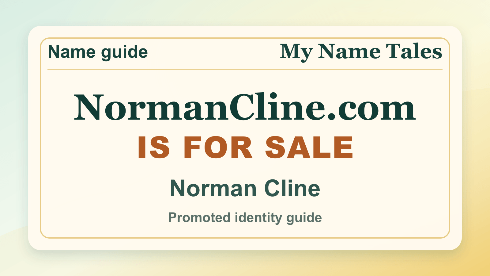 Norman Cline identity guide image — NormanCline.com is for sale