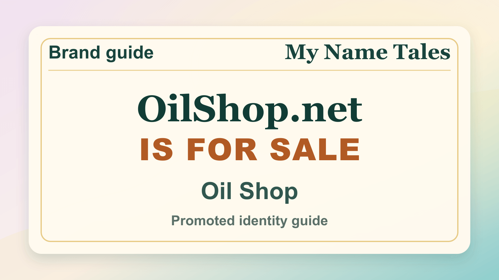 Oil Shop identity guide image — OilShop.net is for sale