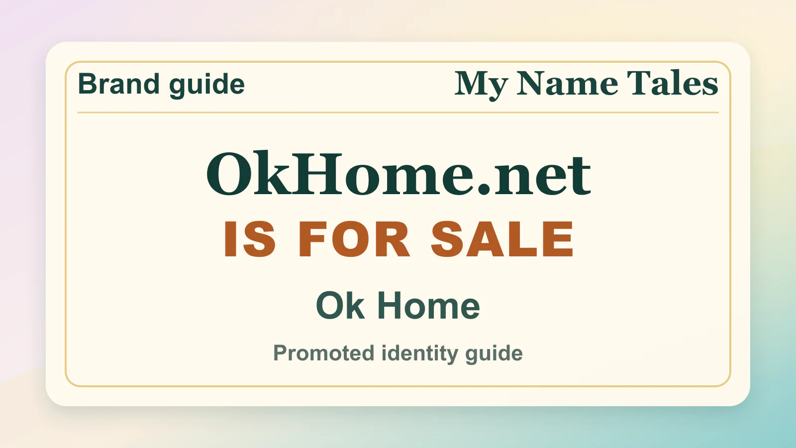 Ok Home brandable domain guide thumbnail on My Name Tales