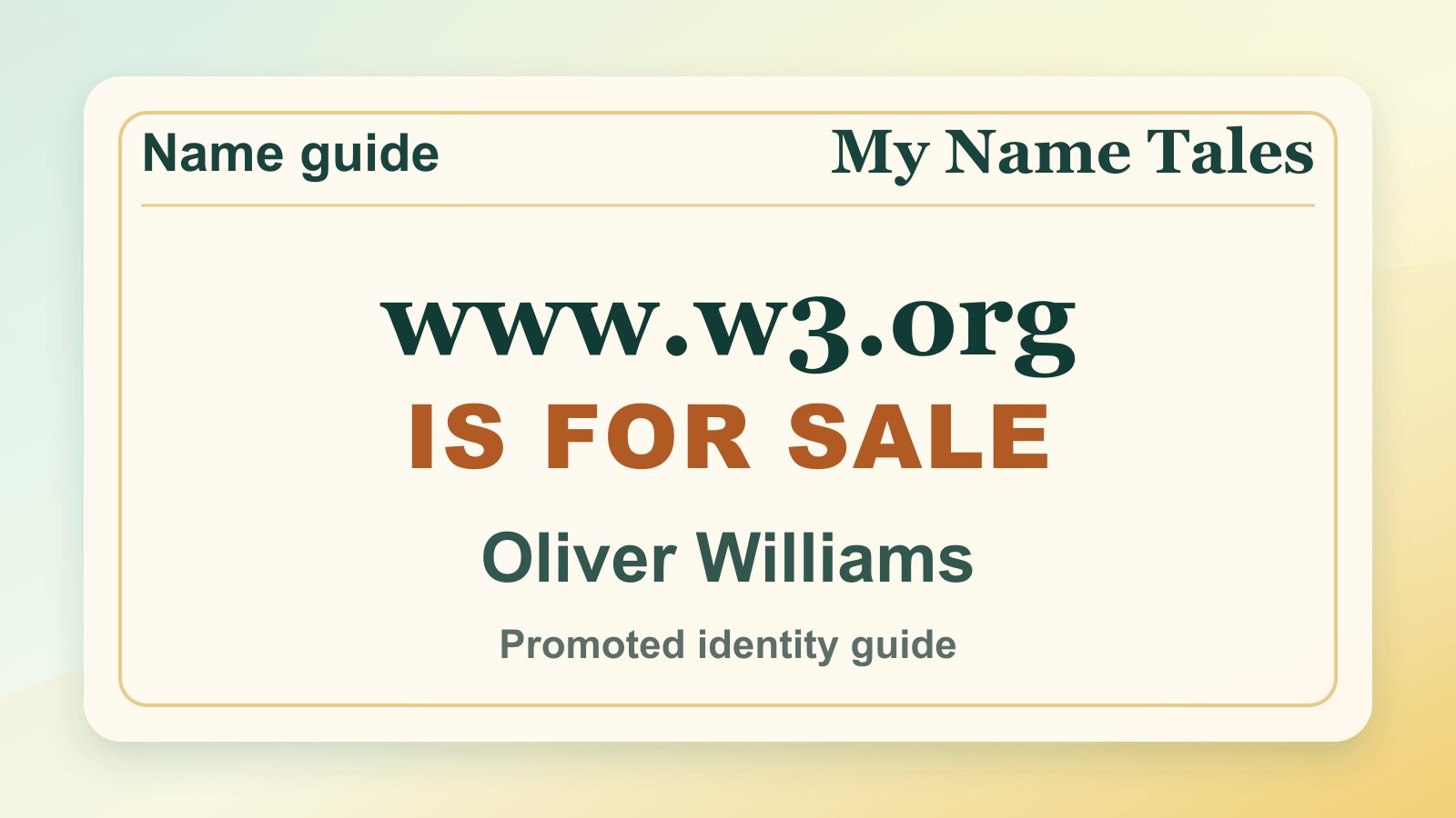 Oliver Williams identity guide image — OliverWilliams.org is for sale