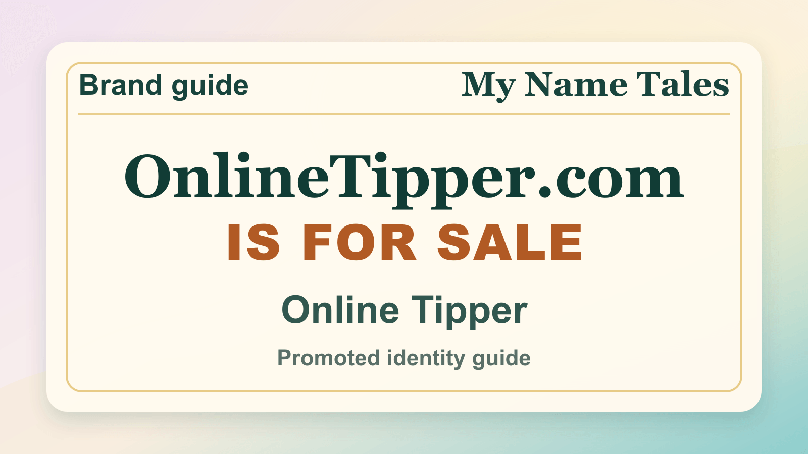 Online Tipper identity guide image — OnlineTipper.com is for sale