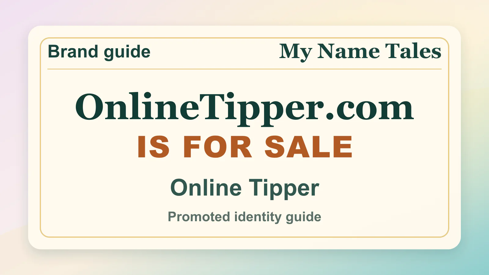 Online Tipper brandable domain guide thumbnail on My Name Tales