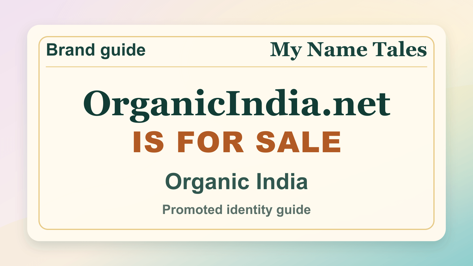 Organic India identity guide image — OrganicIndia.net is for sale