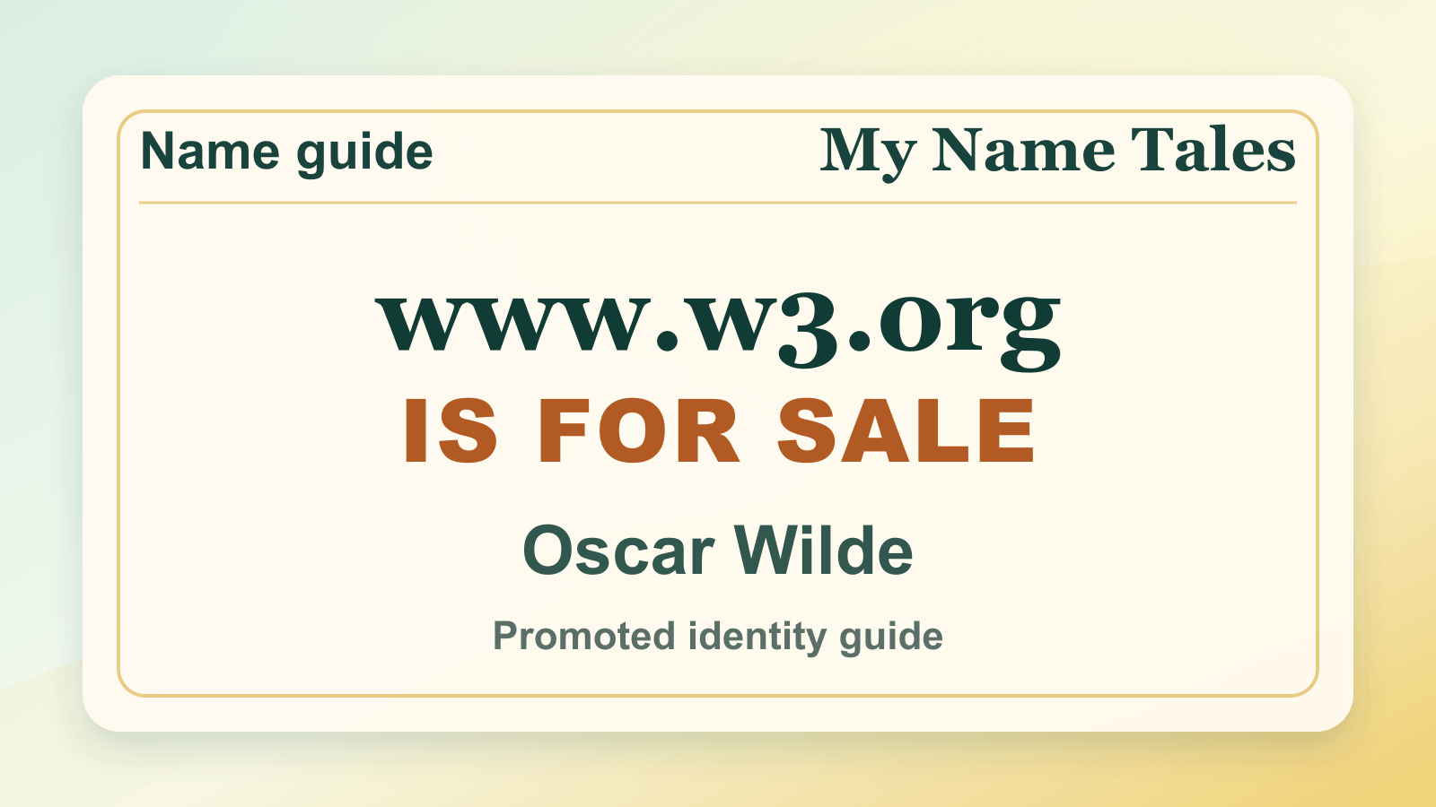 Oscar Wilde identity guide image — OscarWilde.org is for sale