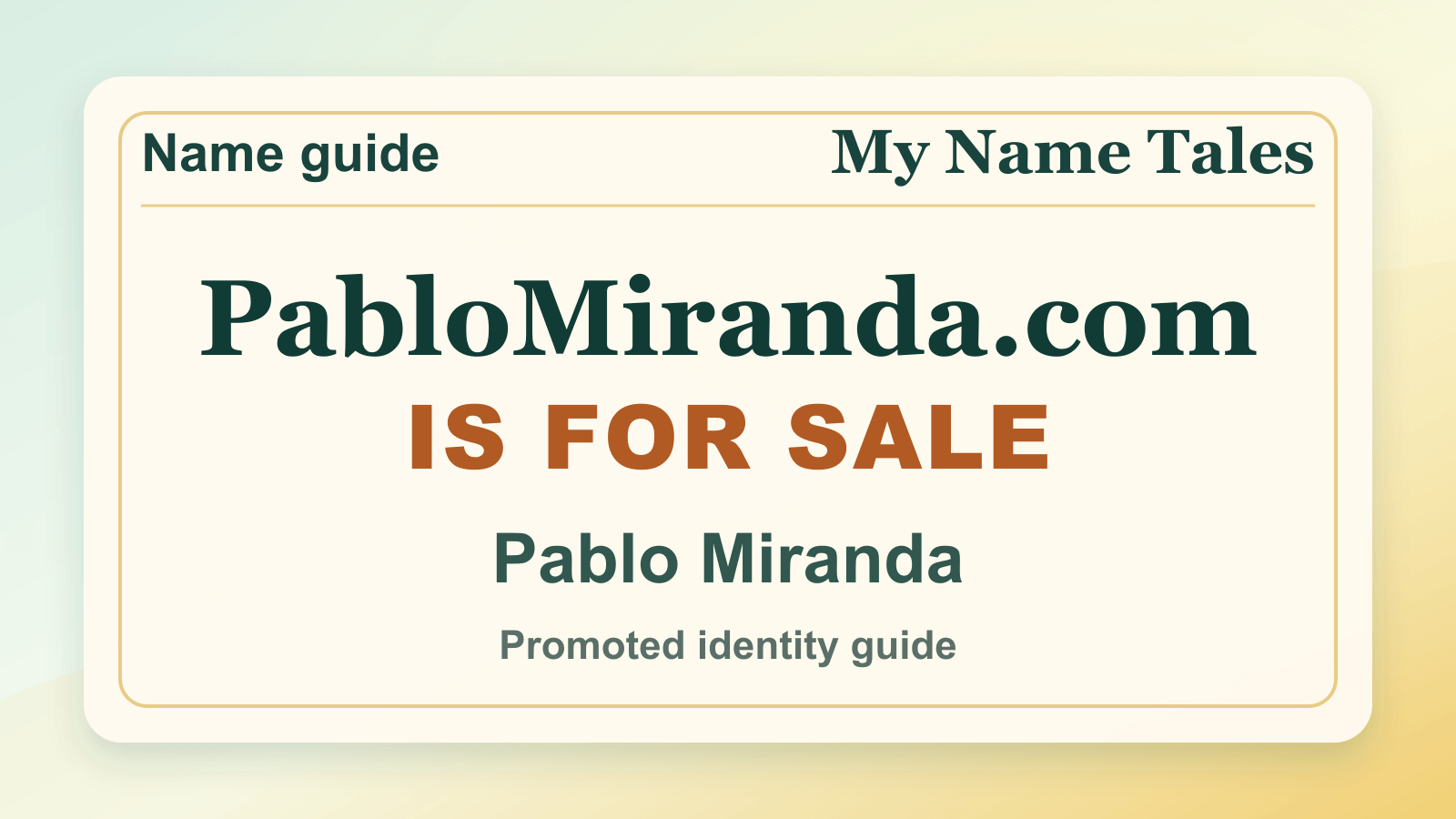 Pablo Miranda identity guide image — PabloMiranda.com is for sale