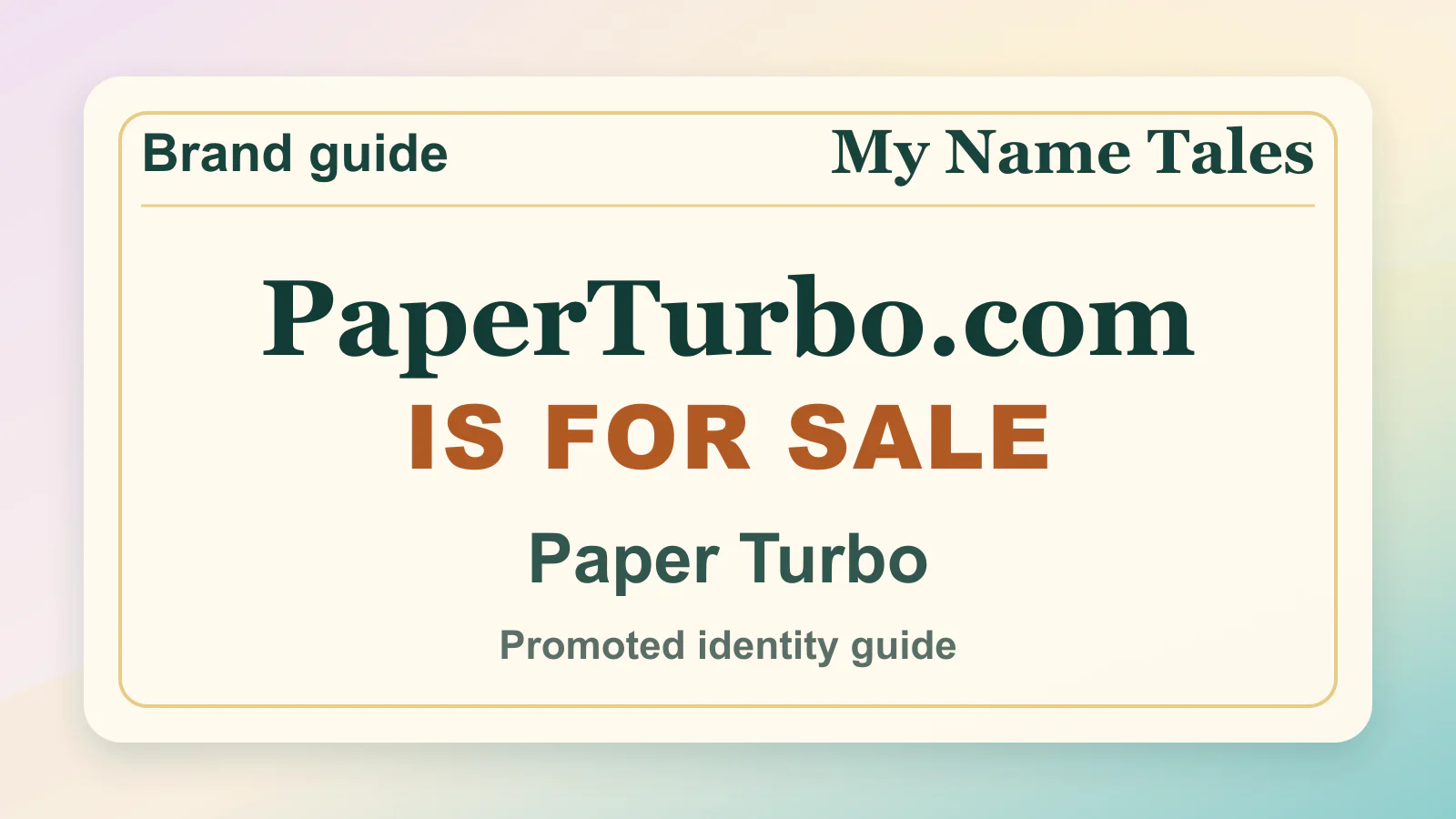 Paper Turbo brandable domain guide thumbnail on My Name Tales