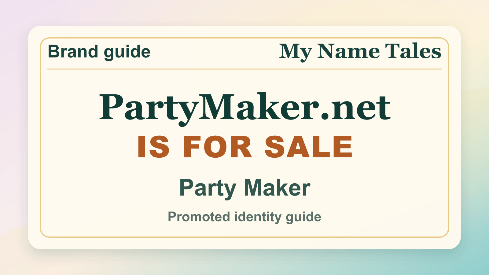 Party Maker identity guide image — PartyMaker.net is for sale