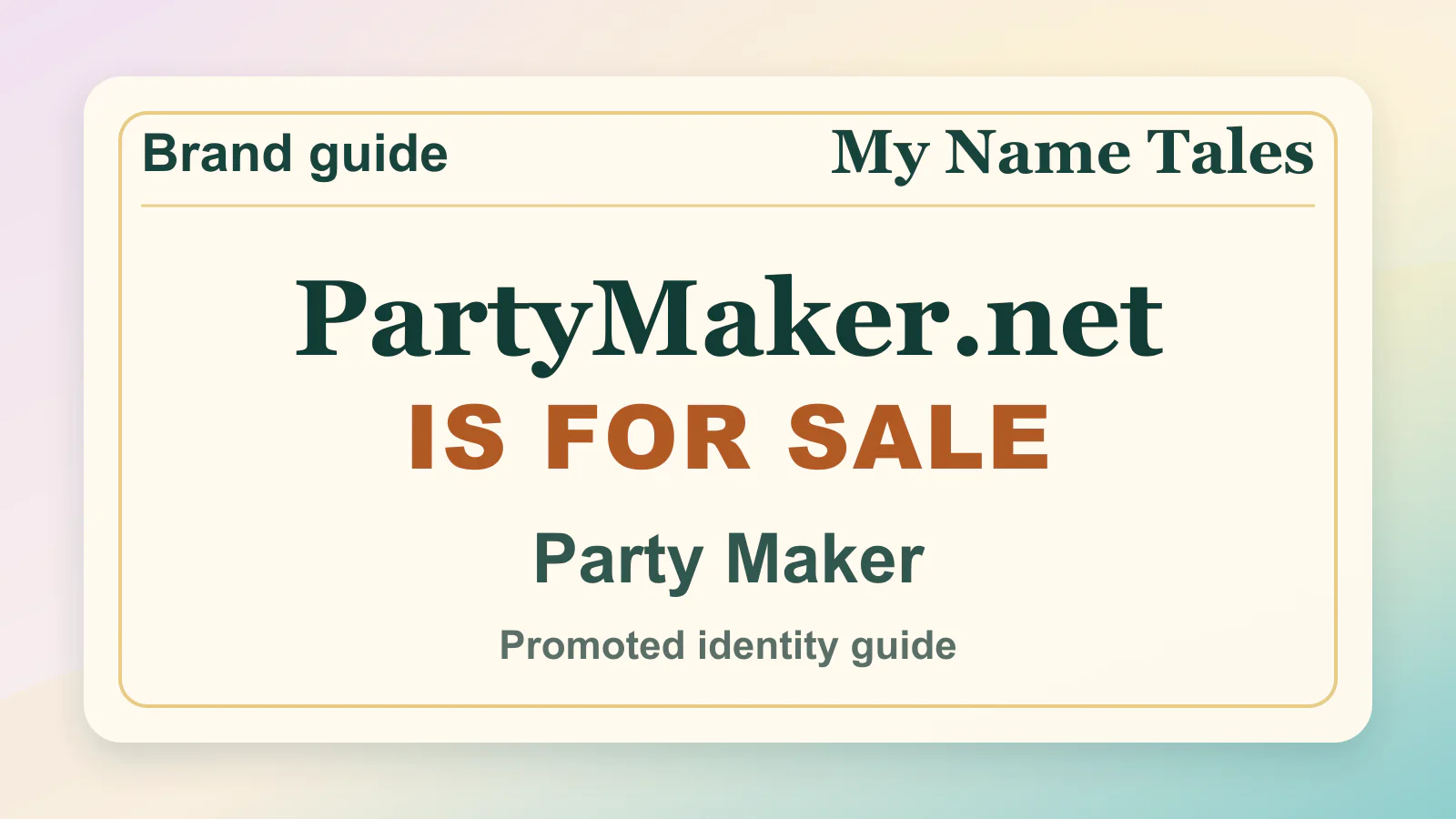 Party Maker brandable domain guide thumbnail on My Name Tales
