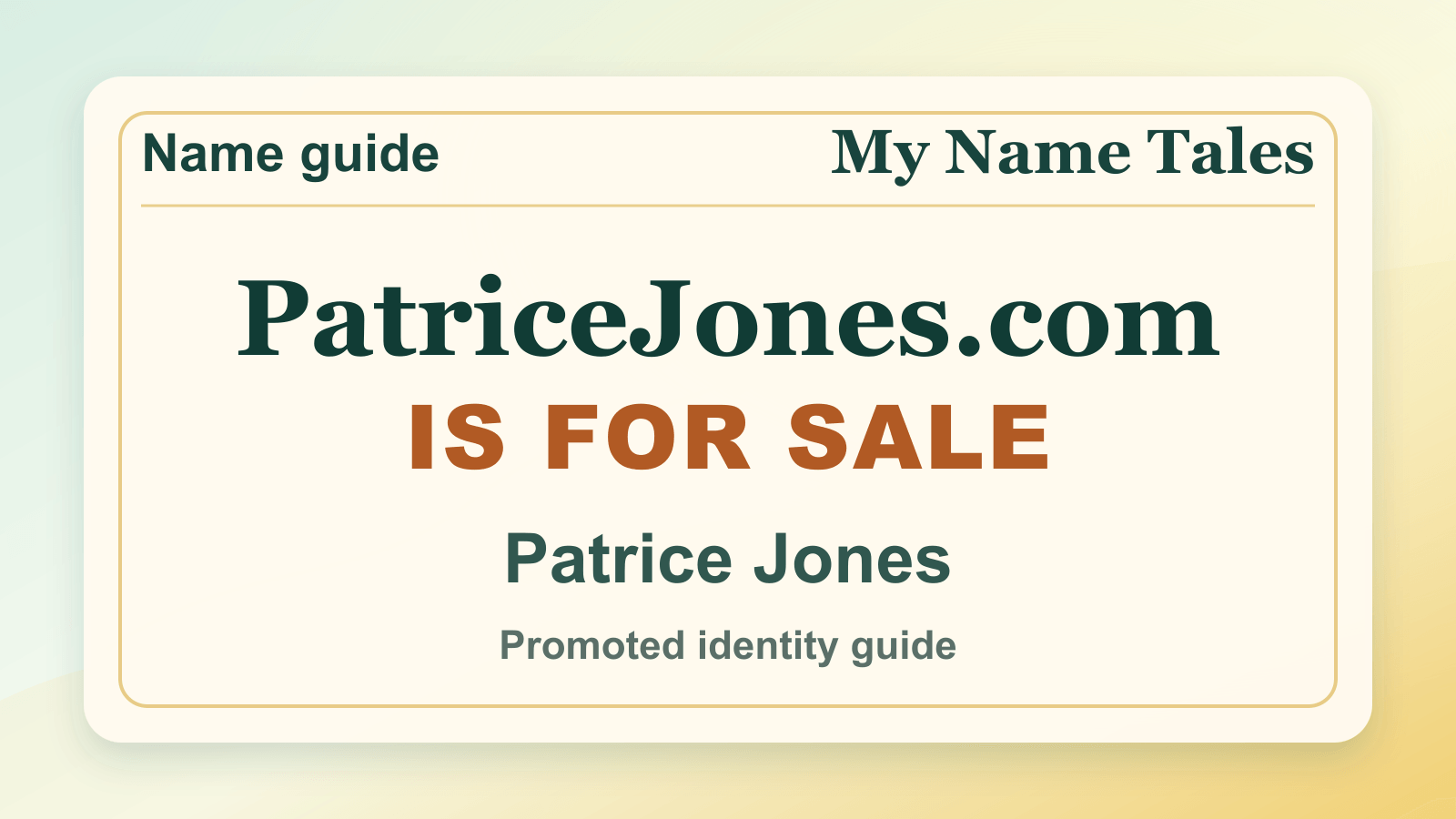 Patrice Jones identity guide image — PatriceJones.com is for sale