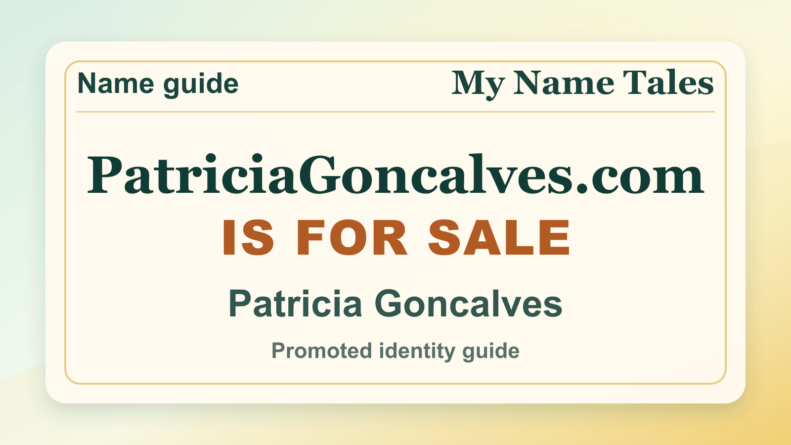 Patricia Goncalves identity guide image — PatriciaGoncalves.com is for sale