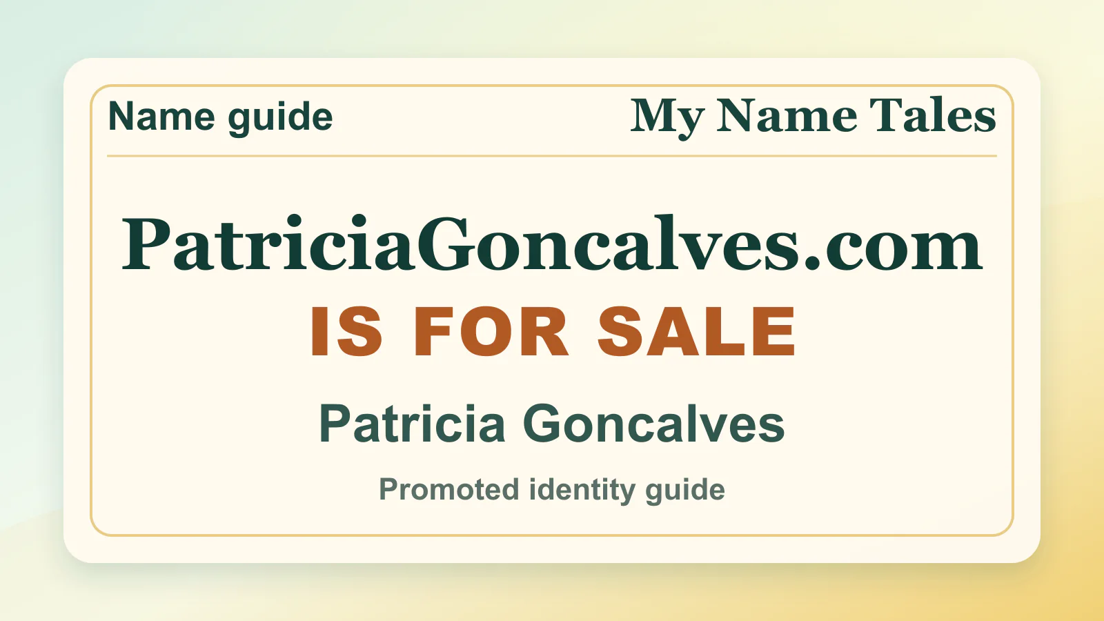 Patricia Goncalves personal name guide thumbnail on My Name Tales