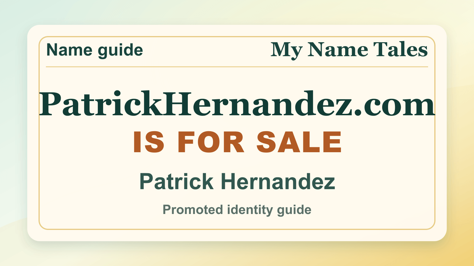 Patrick Hernandez identity guide image — PatrickHernandez.com is for sale