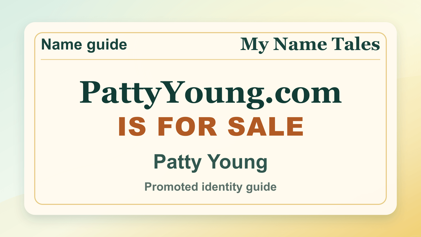 Patty Young identity guide image — PattyYoung.com is for sale