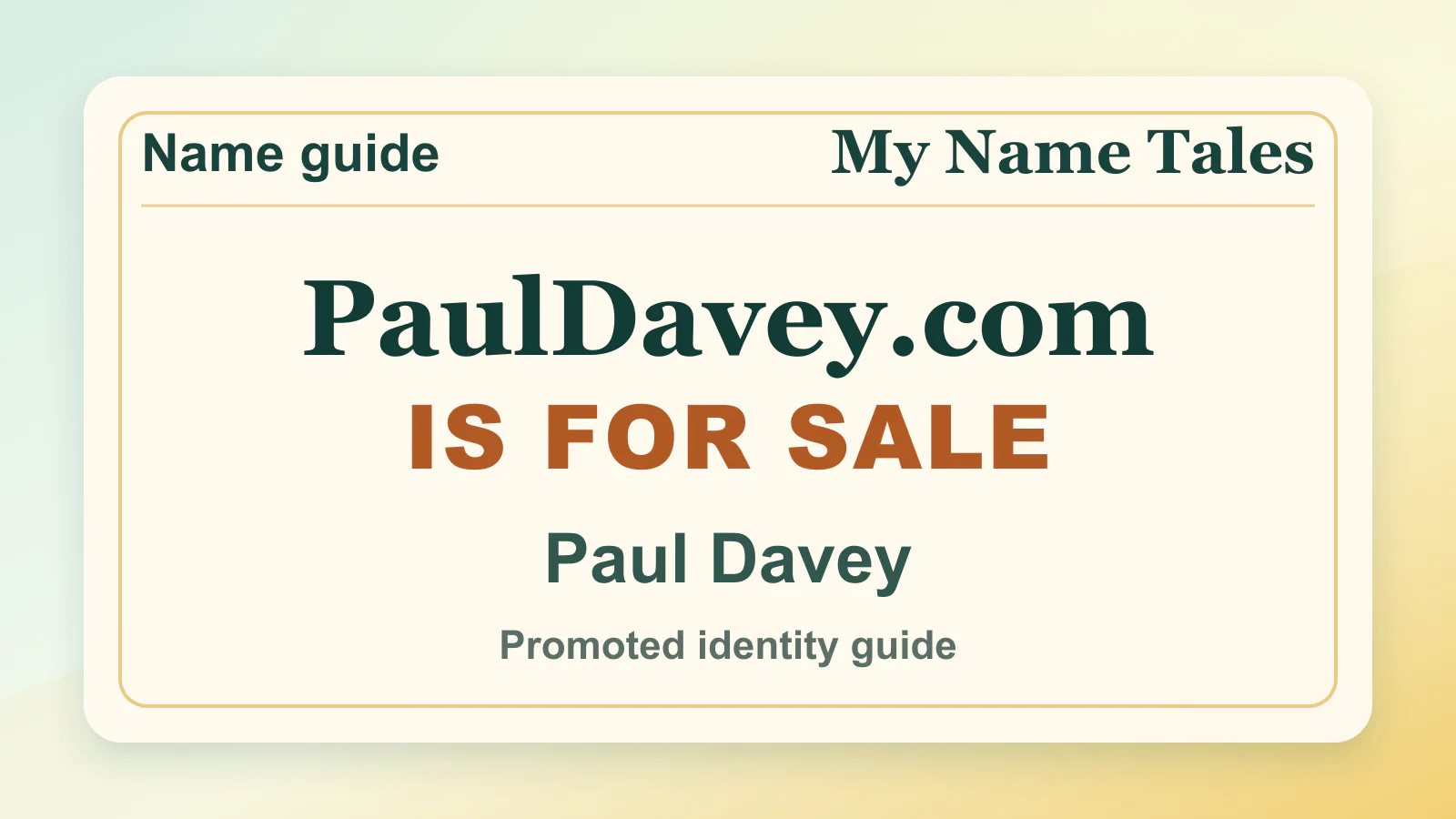 Paul Davey personal name guide thumbnail on My Name Tales