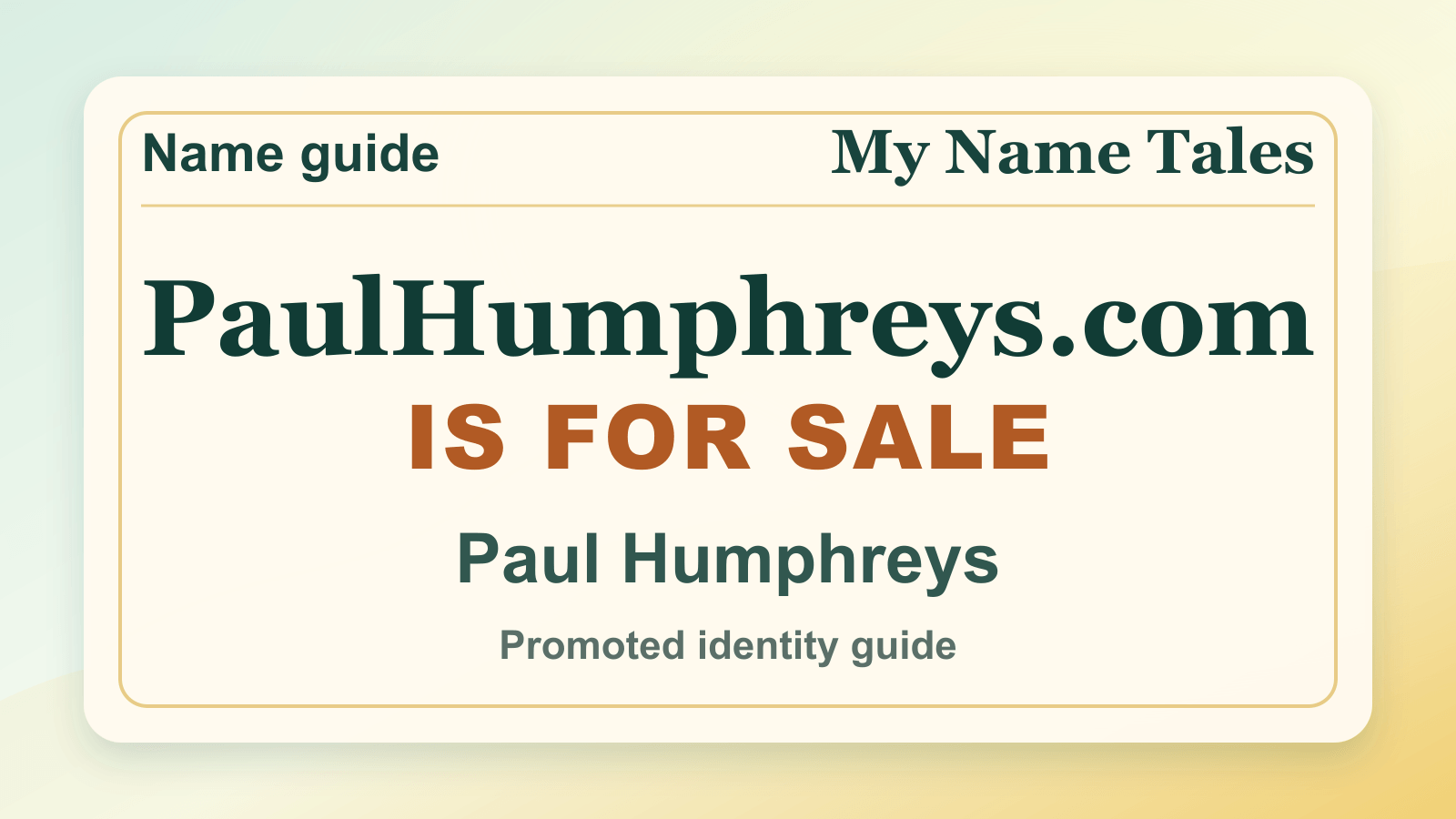 Paul Humphreys identity guide image — PaulHumphreys.com is for sale