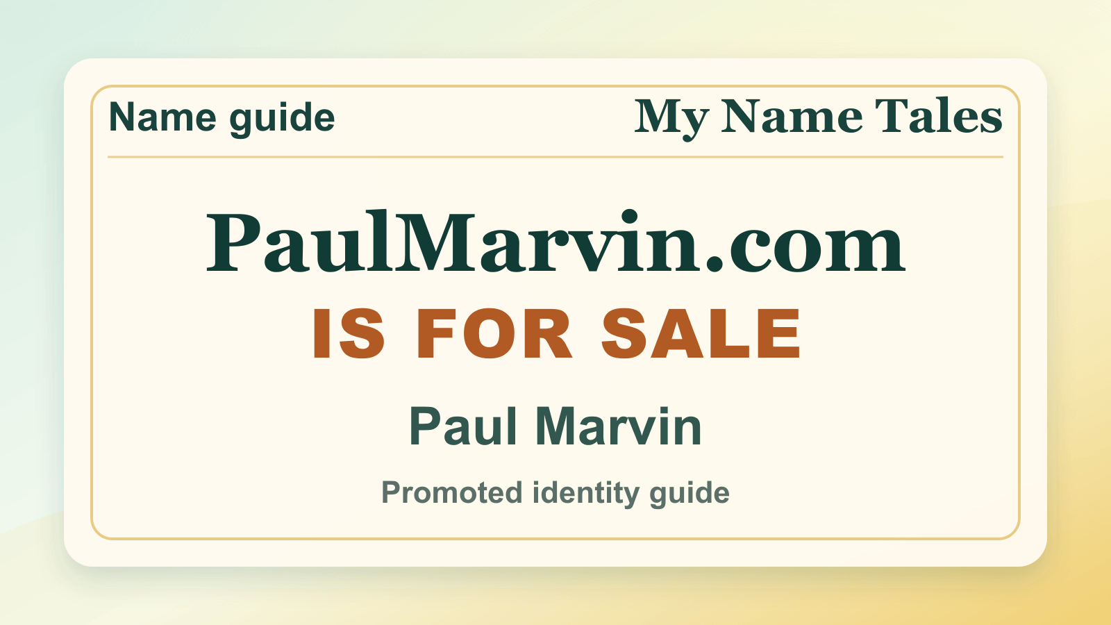 Paul Marvin identity guide image — PaulMarvin.com is for sale