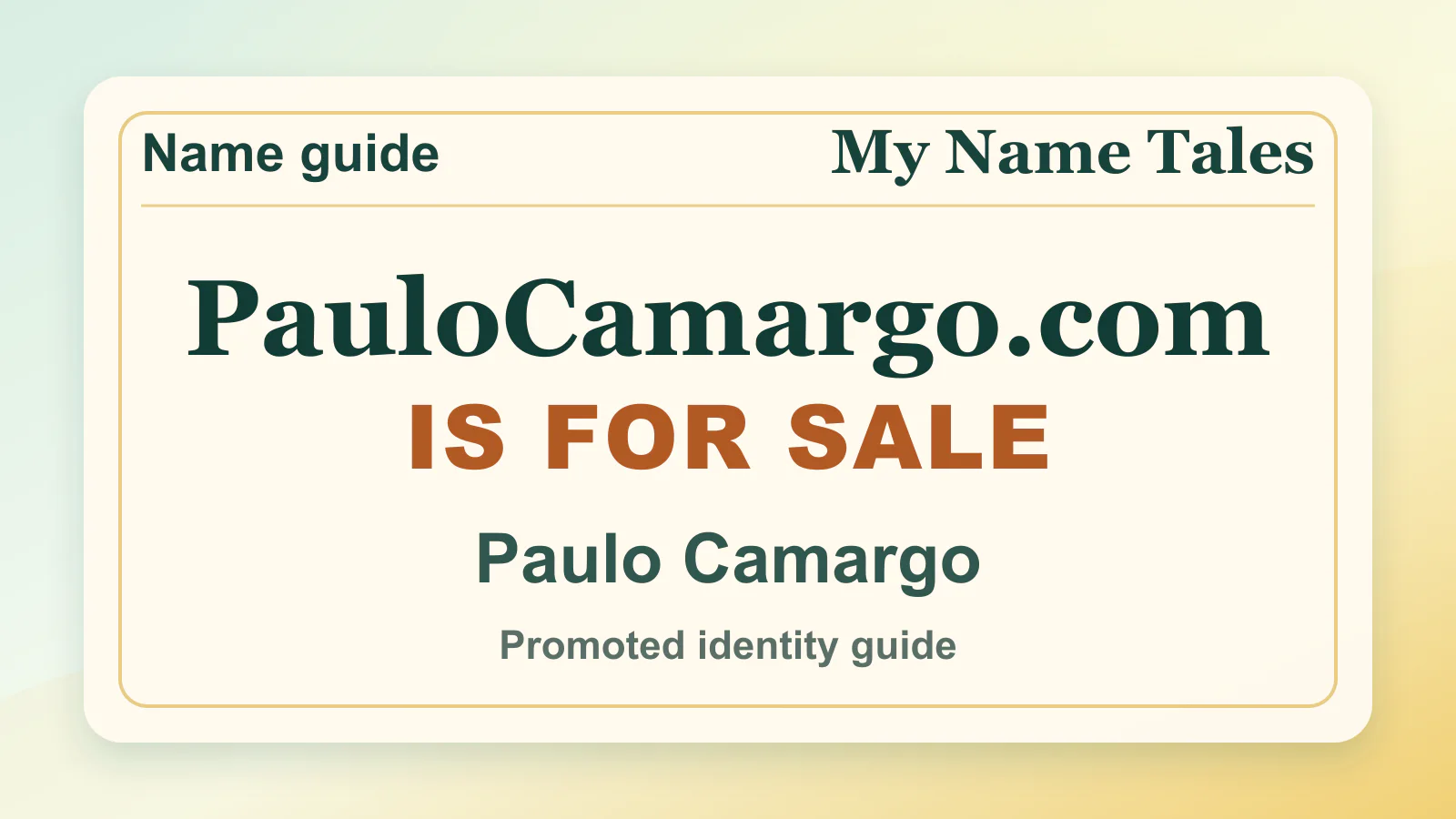 Paulo Camargo personal name guide thumbnail on My Name Tales