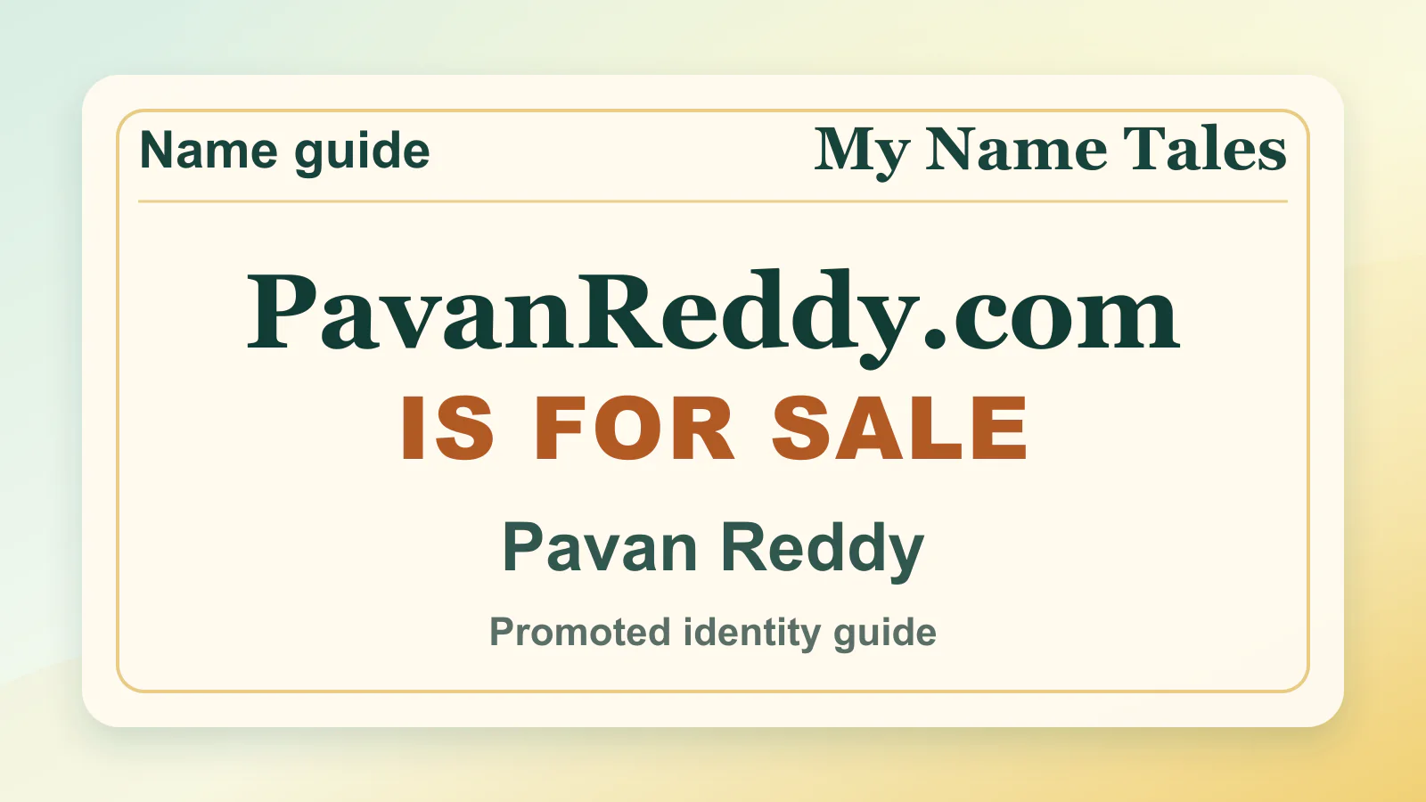 Pavan Reddy personal name guide thumbnail on My Name Tales