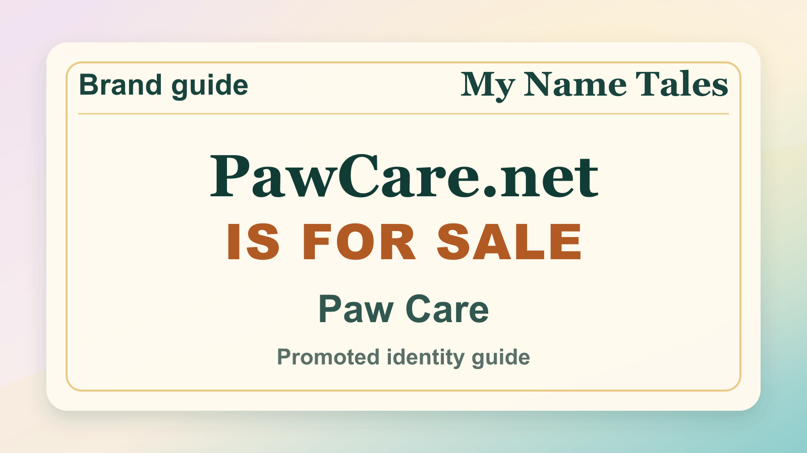Paw Care identity guide image — PawCare.net is for sale