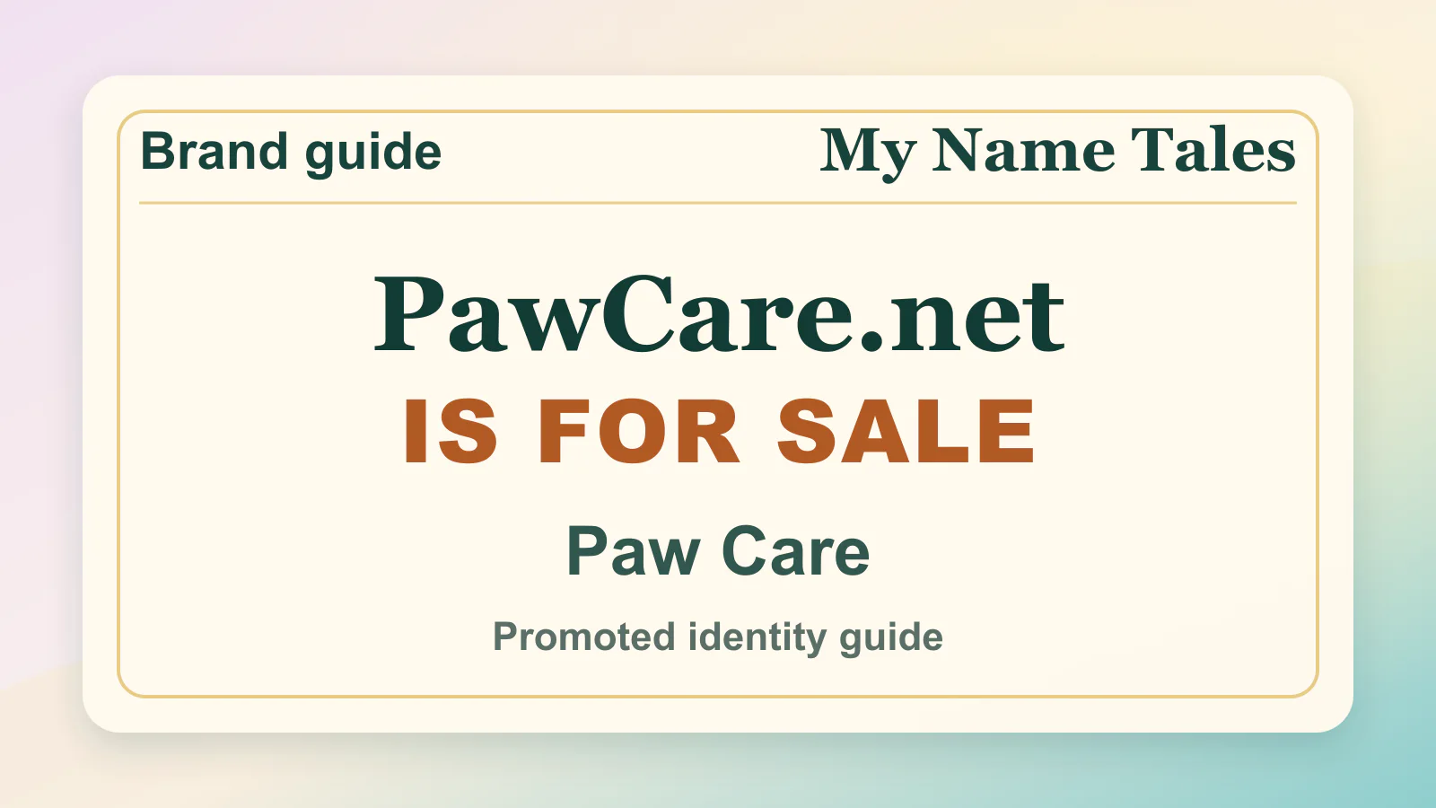 Paw Care brandable domain guide thumbnail on My Name Tales