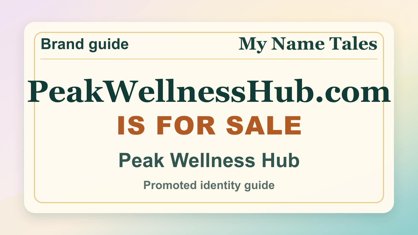 Peak Wellness Hub identity guide image — PeakWellnessHub.com is for sale