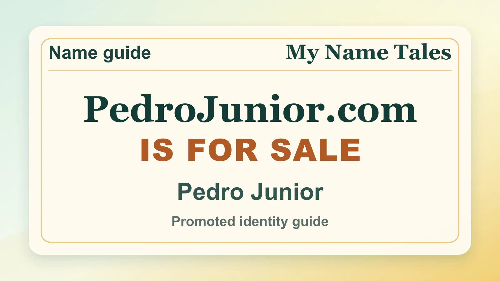 Pedro Junior personal name guide thumbnail on My Name Tales